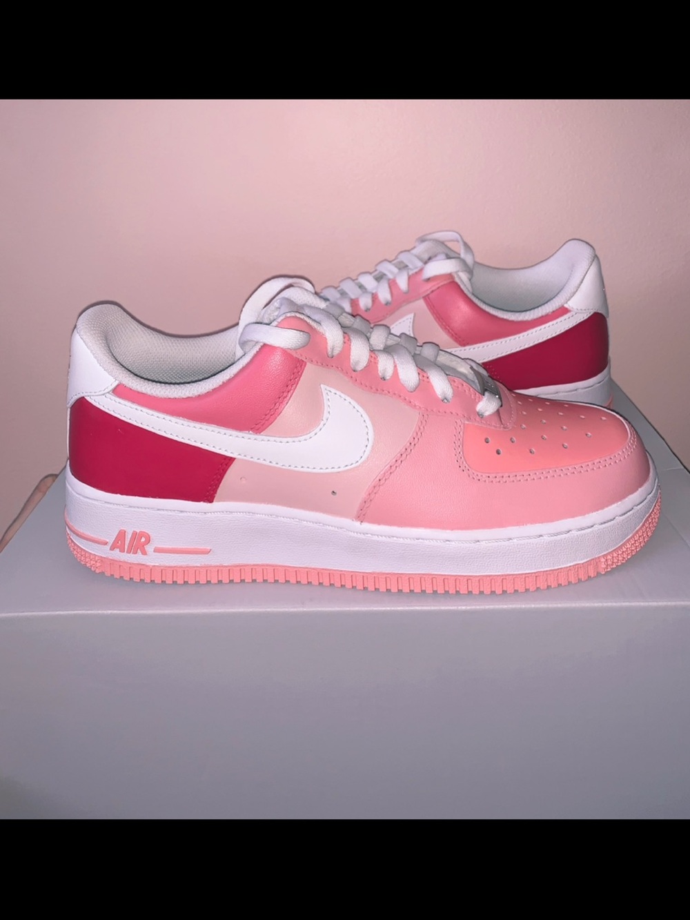 Women's Low-Top Pink Colorblock Sneakers with White Swoosh Accent - Picture 2 of 3